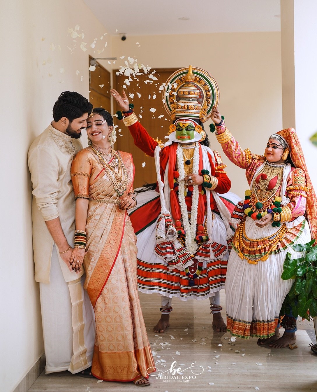 A joyful couple sharing an intimate wedding celebration