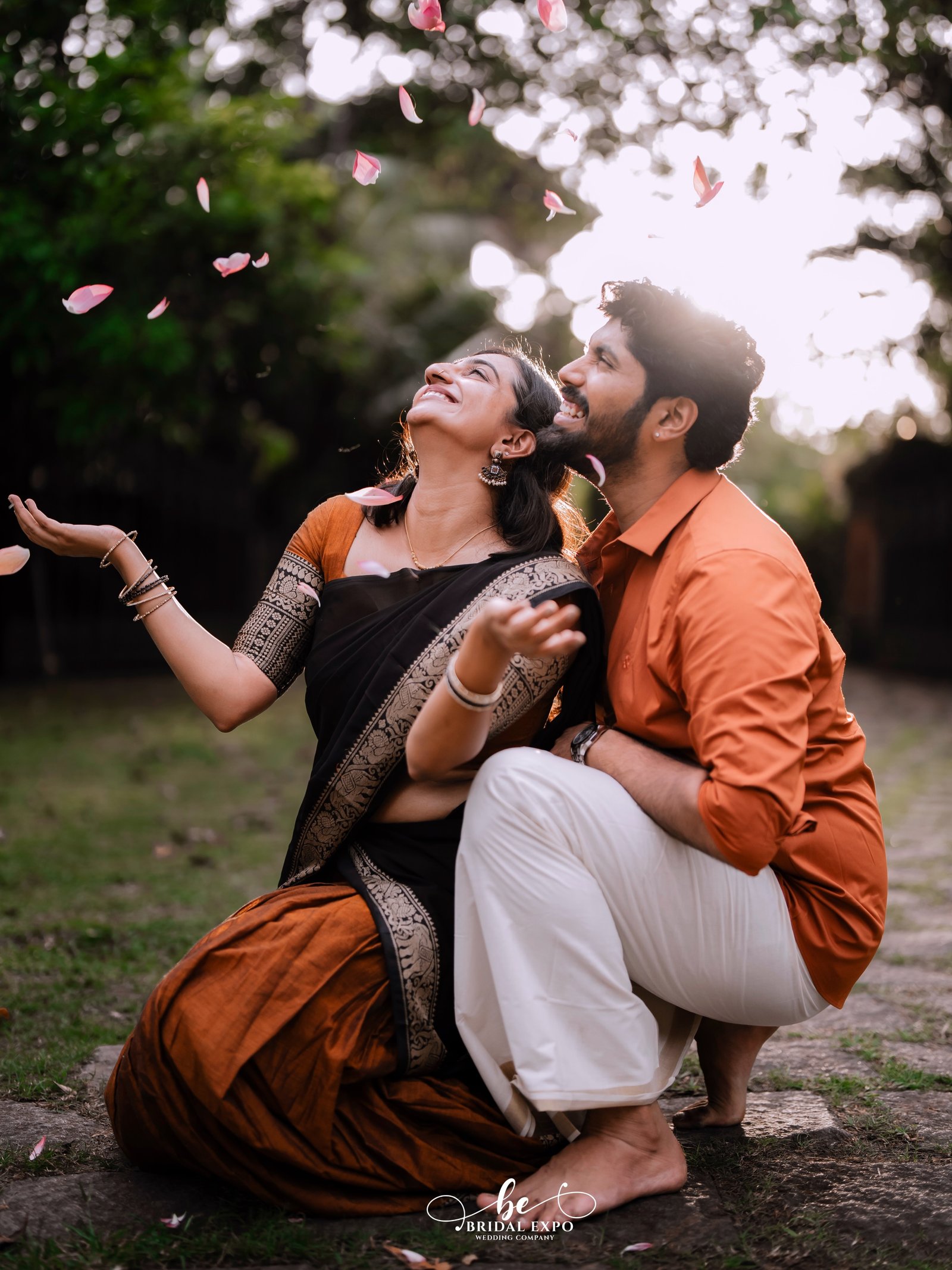 A happy couple celebrating their wedding rituals